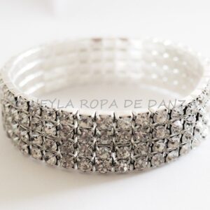 Pulsera con 4 filas de Strass plateada brillante