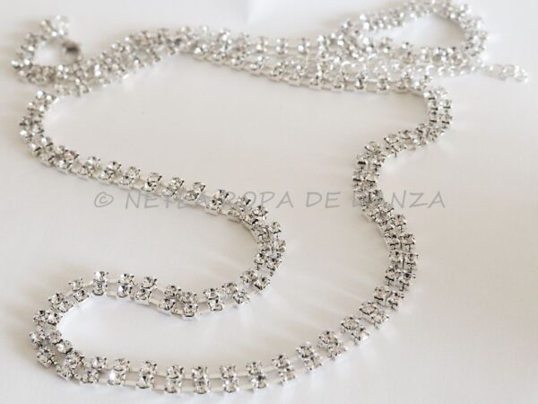 Cadenita para la cintura doble Strass plateado