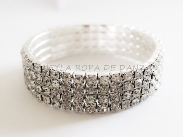 Pulsera con 4 filas de Strass plateada brillante
