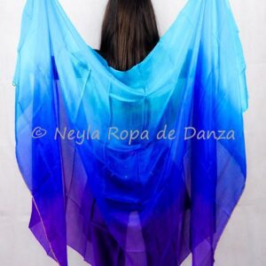 Velo de Seda Degradado Lila, Azul Oscuro, Azul Claro