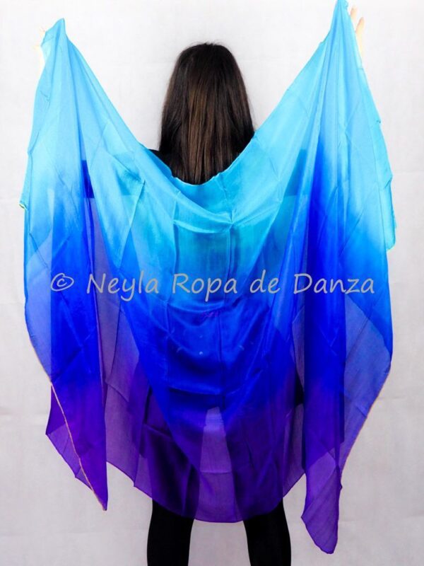 Velo de Seda Degradado Lila, Azul Oscuro, Azul Claro