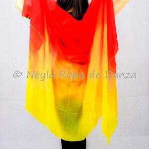 Velo de Seda Degradado Rojo, Naranja y Amarillo