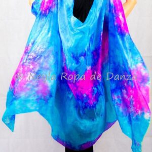 Velo de Seda Manchas Azul, Fucsia y Lila