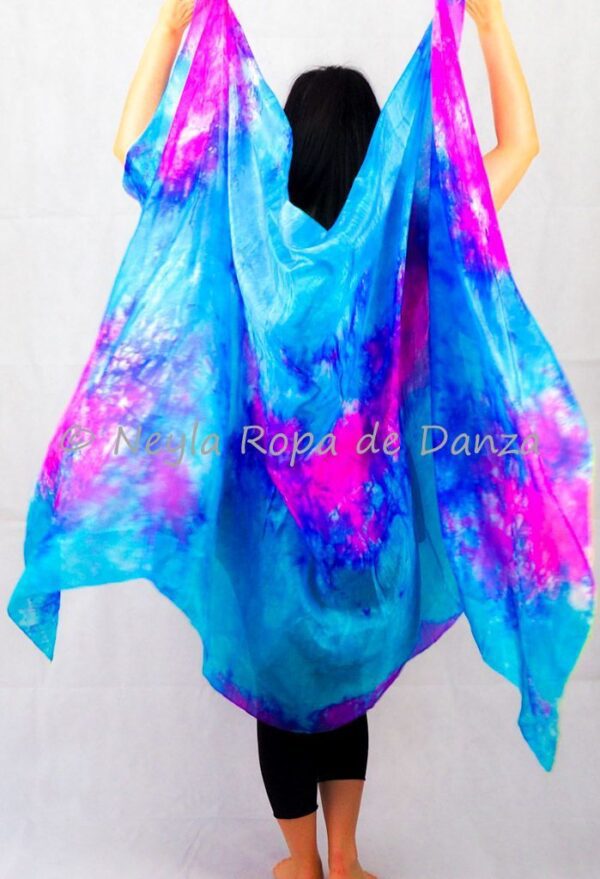 Velo de Seda Manchas Azul, Fucsia y Lila