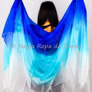 Velo de Seda Degradado, Azul, Azul Claro y Blanco