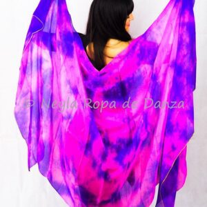 Velo de Seda con Manchas Lila y Fucsia