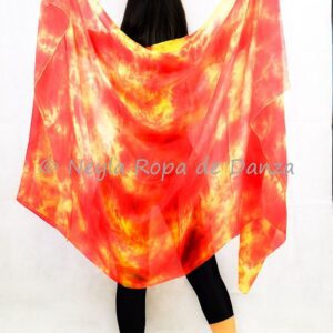 Velo de Seda manchas Rojo, Naranja y Amarillo