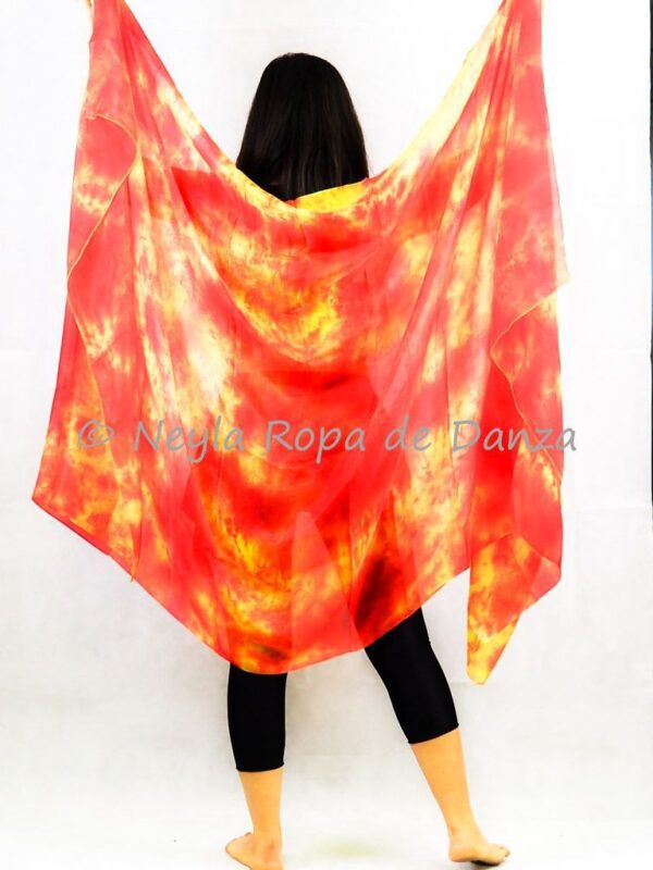 Velo de Seda manchas Rojo, Naranja y Amarillo