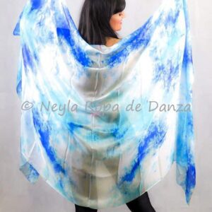Velo de Seda manchas Azules y Blanco