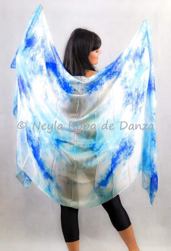 Velo de Seda manchas Azules y Blanco