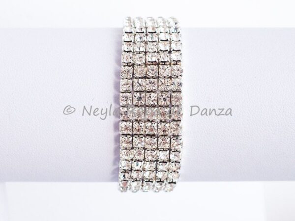 Pulsera con 5 filas de Strass plateada brillante – Image 2