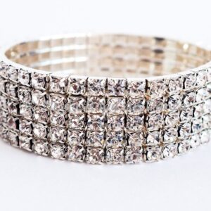 Pulsera con 5 filas de Strass plateada brillante