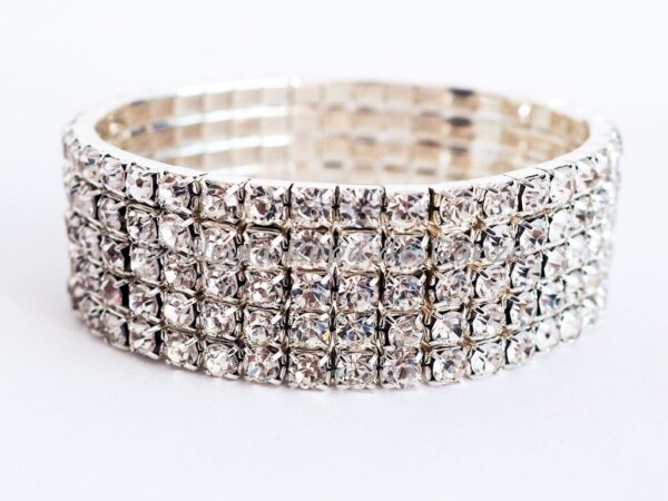 Pulsera con 5 filas de Strass plateada brillante