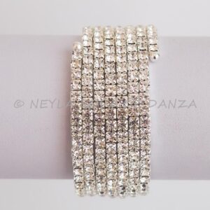 Brazalete color Plata en Espiral 6 filas Strass6 filas Strass