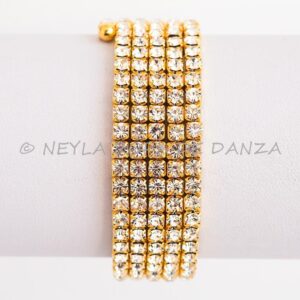Brazalete Dorado en espiral 4 filas Strasss