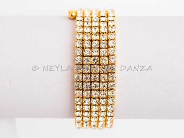 Brazalete Dorado en espiral 4 filas Strasss