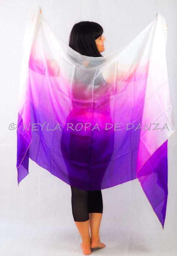 Velo de Seda Degradado Lila, Rosa, Blanco