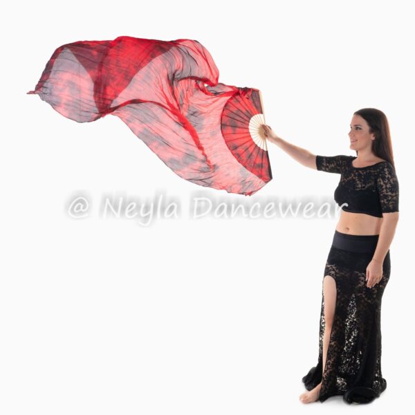 Abanico de Seda Rojo y Negro – Image 2