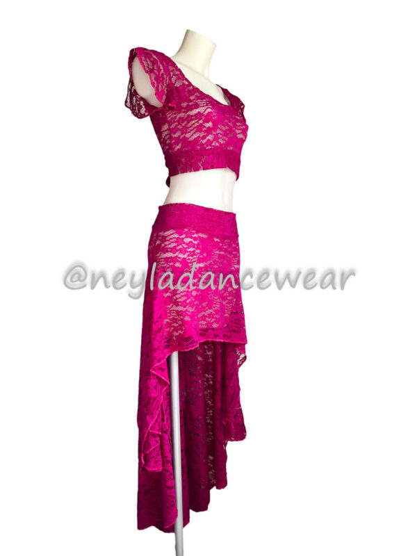 Sakina set in fuchsia lace for belly dance and oriental dance