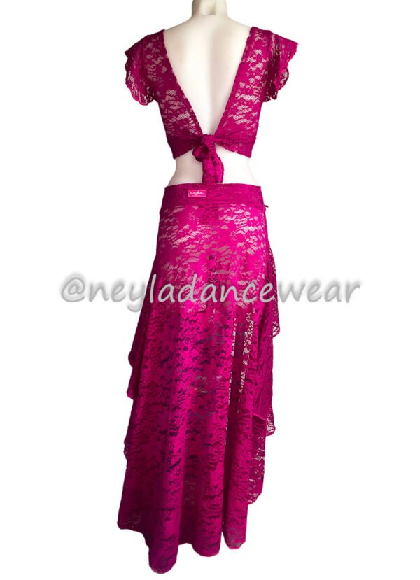 Sakina set in fuchsia lace for belly dance and oriental dance