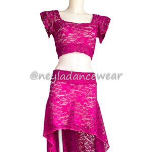 Sakina set in fuchsia lace for belly dance and oriental dance