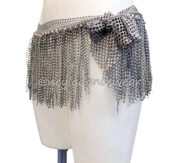 Ropa de danza del vientre, danza del vientre, danza oriental, pañuelo de danza del vientre, pedrería, aurora boreal, negro, faldita, falda, accesorio