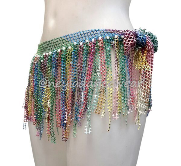 Ropa de danza del vientre, danza del vientre, danza oriental, pañuelo de danza del vientre, pedrería, aurora boreal, negro, faldita, falda, accesorio