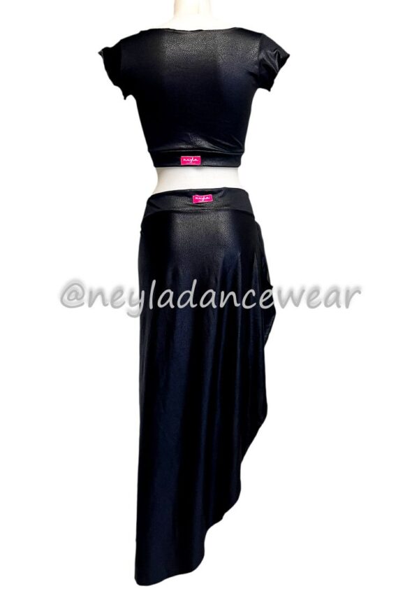 Ropa de Danza del Vientre, Danza del Vientre, Ropa de Ensayo, Ropa de Clases, Encaje, Coral, Falda y Top, Falda, Top, Falda de Danza del Vientre, Conjunto Nora, Negro