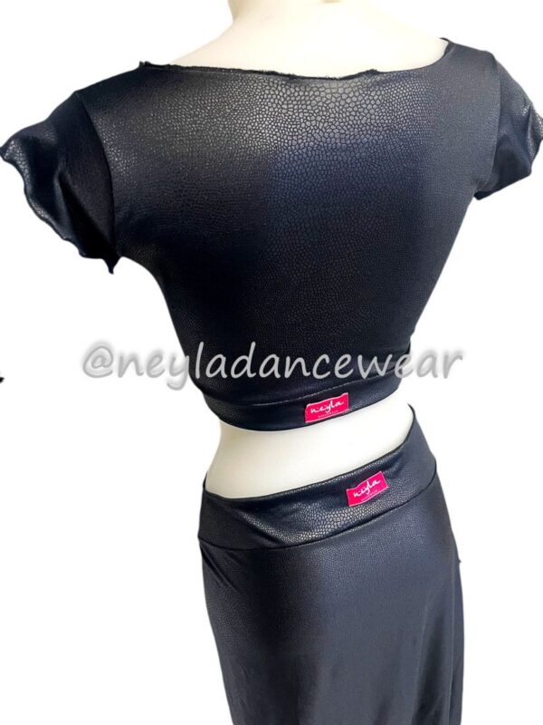 Ropa de Danza del Vientre, Danza del Vientre, Ropa de Ensayo, Ropa de Clases, Encaje, Coral, Falda y Top, Falda, Top, Falda de Danza del Vientre, Conjunto Nora, Negro
