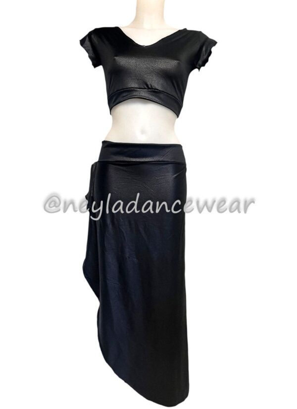 Ropa de Danza del Vientre, Danza del Vientre, Ropa de Ensayo, Ropa de Clases, Encaje, Coral, Falda y Top, Falda, Top, Falda de Danza del Vientre, Conjunto Nora, Negro