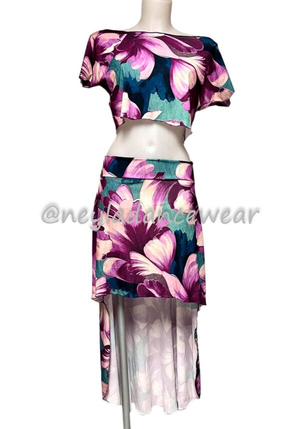 Conjunto Layla de danza del vientre estampado – Vista frontal.