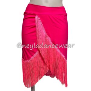 Falda fucsia con flecos para danza del vientre.