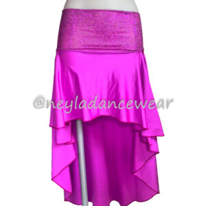 Cala fuchsia asymmetrical skirt with ruffles and shiny waistband for belly dance