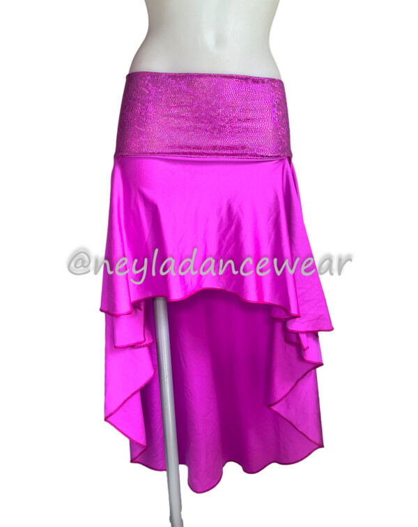 Jupe Cala fuchsia asymétrique avec volants et ceinture brillante pour danse orientale