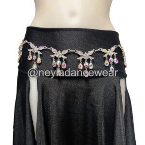 Ceinture en strass avec papillons pour danse orientale par Neyla Dancewear.