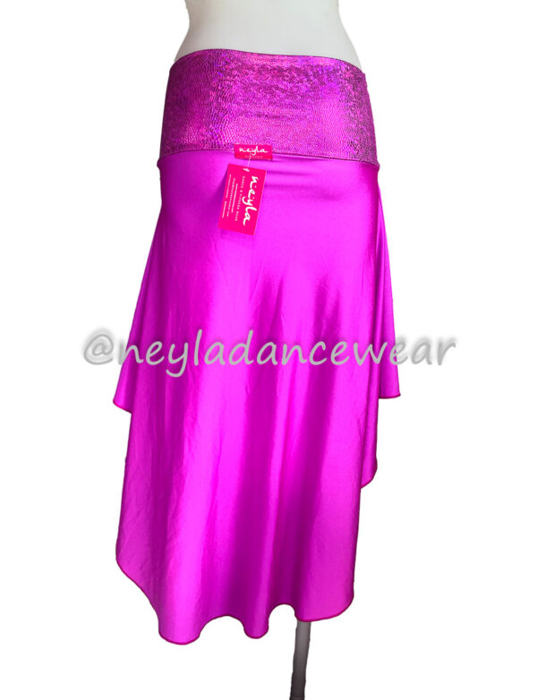 Jupe Cala fuchsia asymétrique avec volants et ceinture brillante pour danse orientale