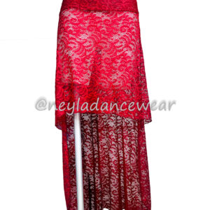 Hiranur asymmetrical red lace skirt for belly dance